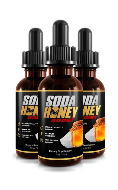 Three bottles of SodaHoney Boost Drops